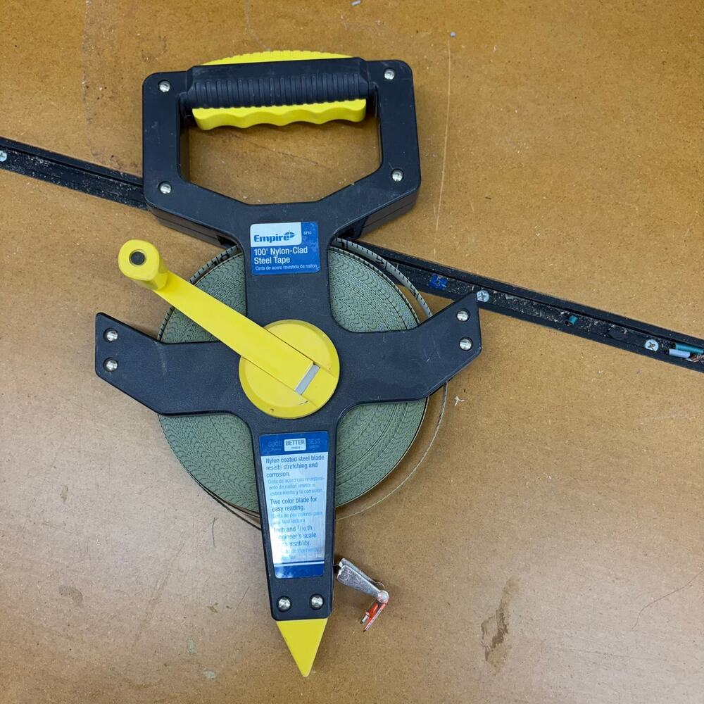 Empire 6710 100' Nylon-Clad Steel Tape Measure Open Reel Engineer Scale Used